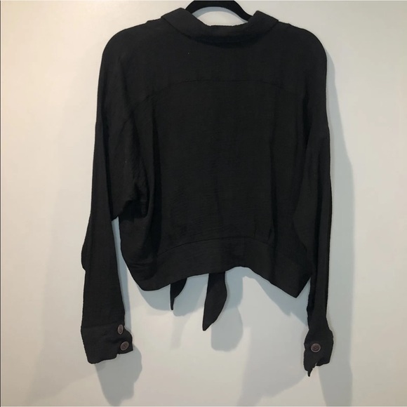 Womens Free People Black Sunstreaks Tie Front Blouse Button Front Womens Small - Picture 3 of 9